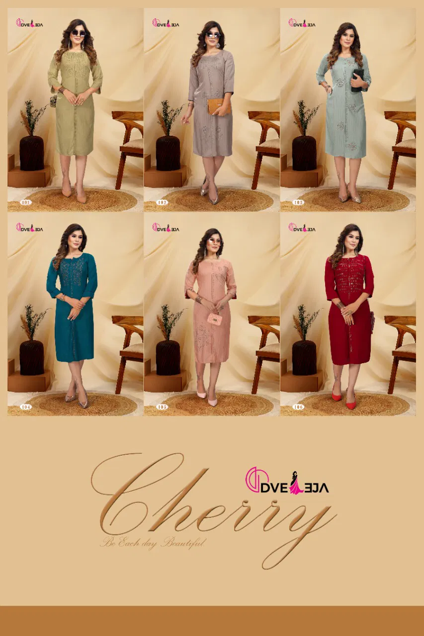 Dveeja Cherry Latest Ethnic Wear Rayon Straight Kurti Collection